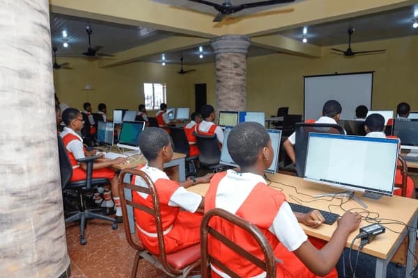 Rural students studying